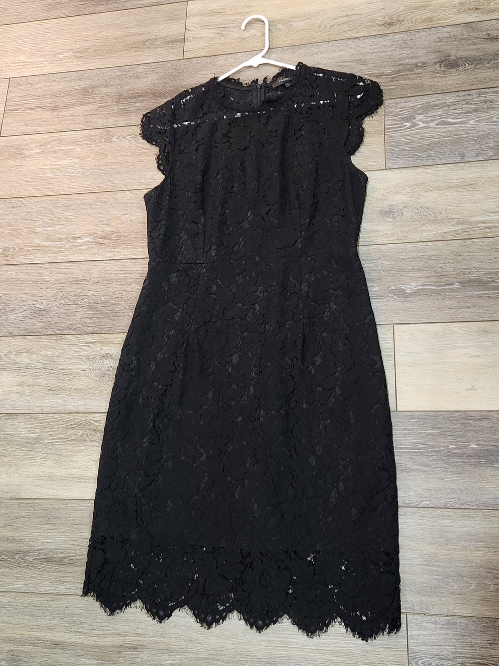 Black Lace Cap-Sleeve Sheath Dress Size Large